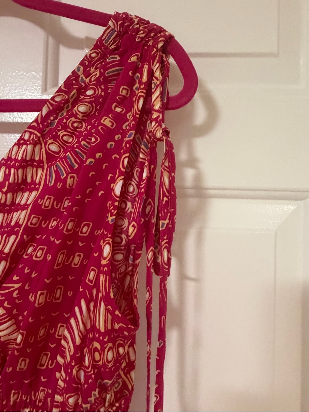 Cupshe Fuchsia Printed Tie-Shoulder V-Neck Midi Dress 🏝️☀️ - Picture 7 of 9